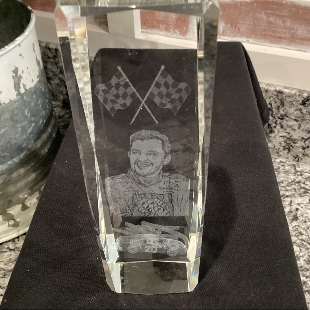 NASCAR - Tony Stewart - Home Depot - Cut Crystal Glass Collectible - Excellent